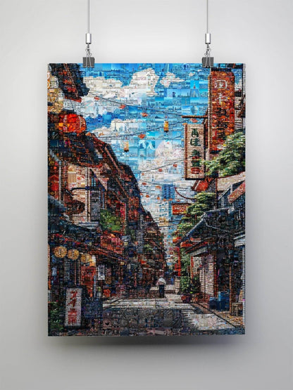 Tokyo Morning Street – Japanese Mosaic Wall Art - AtelierMosaics