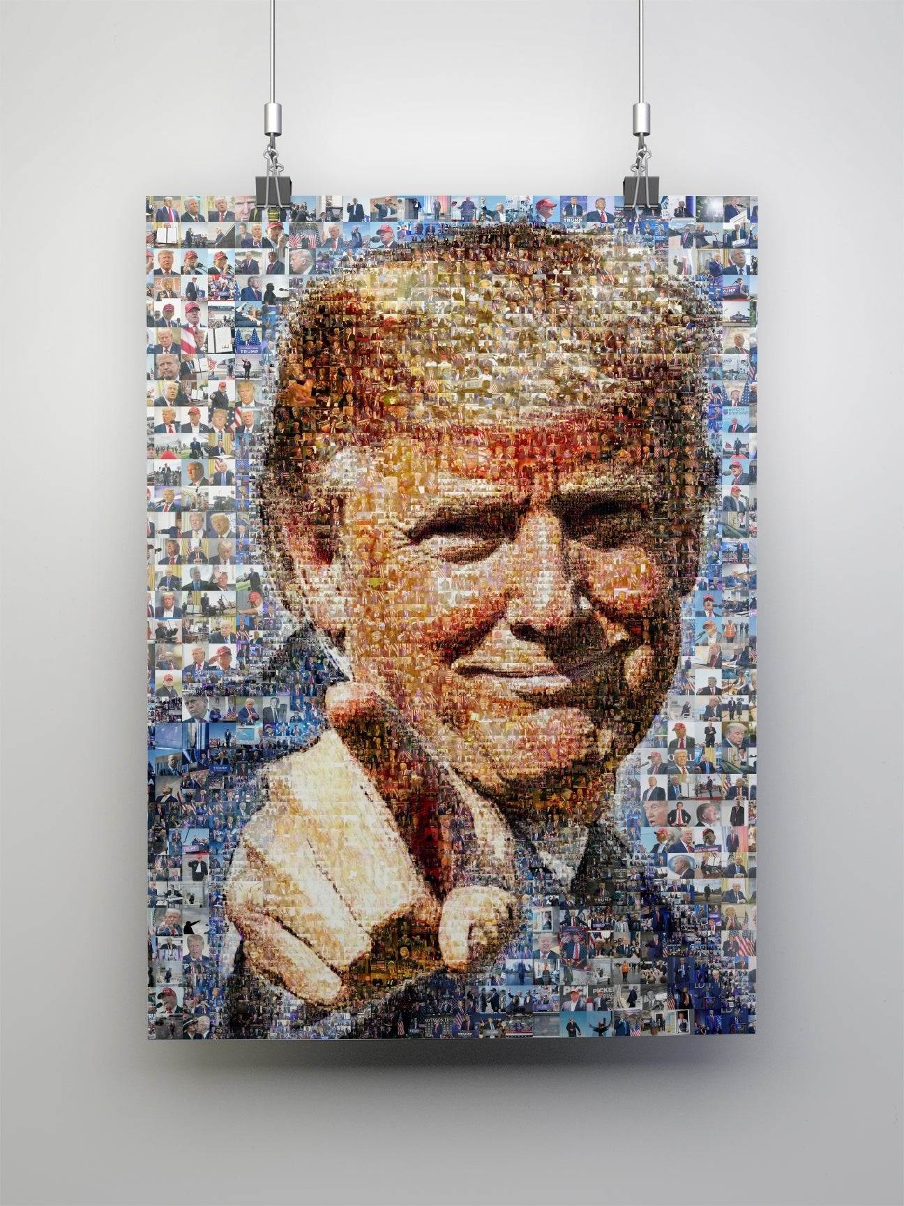 Donald Trump Smiling Portrait – Mosaic Made from Iconic Moments - AtelierMosaics