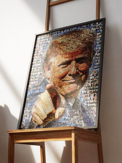 Donald Trump Smiling Portrait – Mosaic Made from Iconic Moments - AtelierMosaics