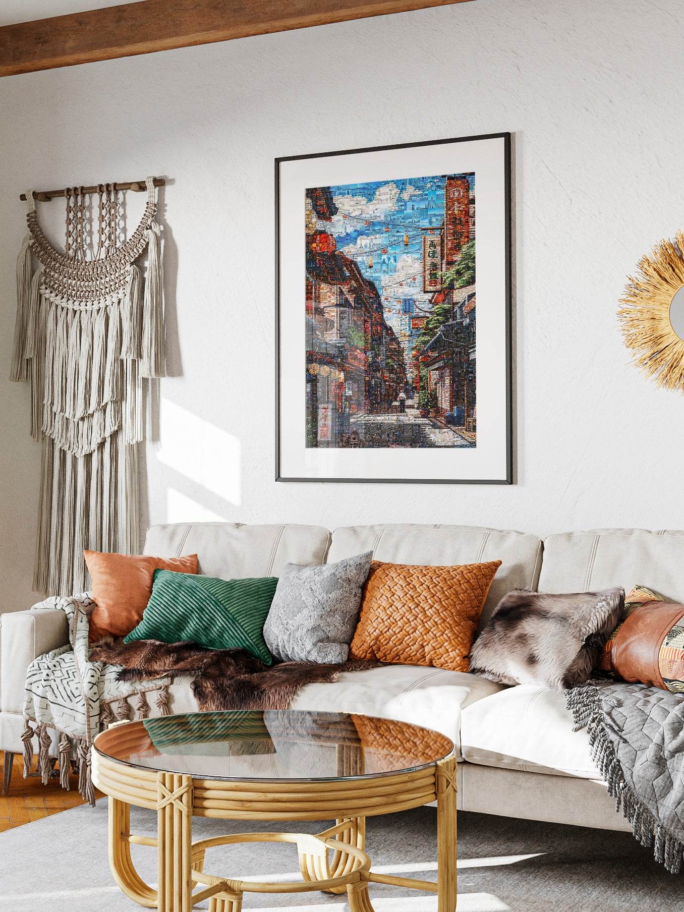 Tokyo Morning Street – Japanese Mosaic Wall Art - AtelierMosaics