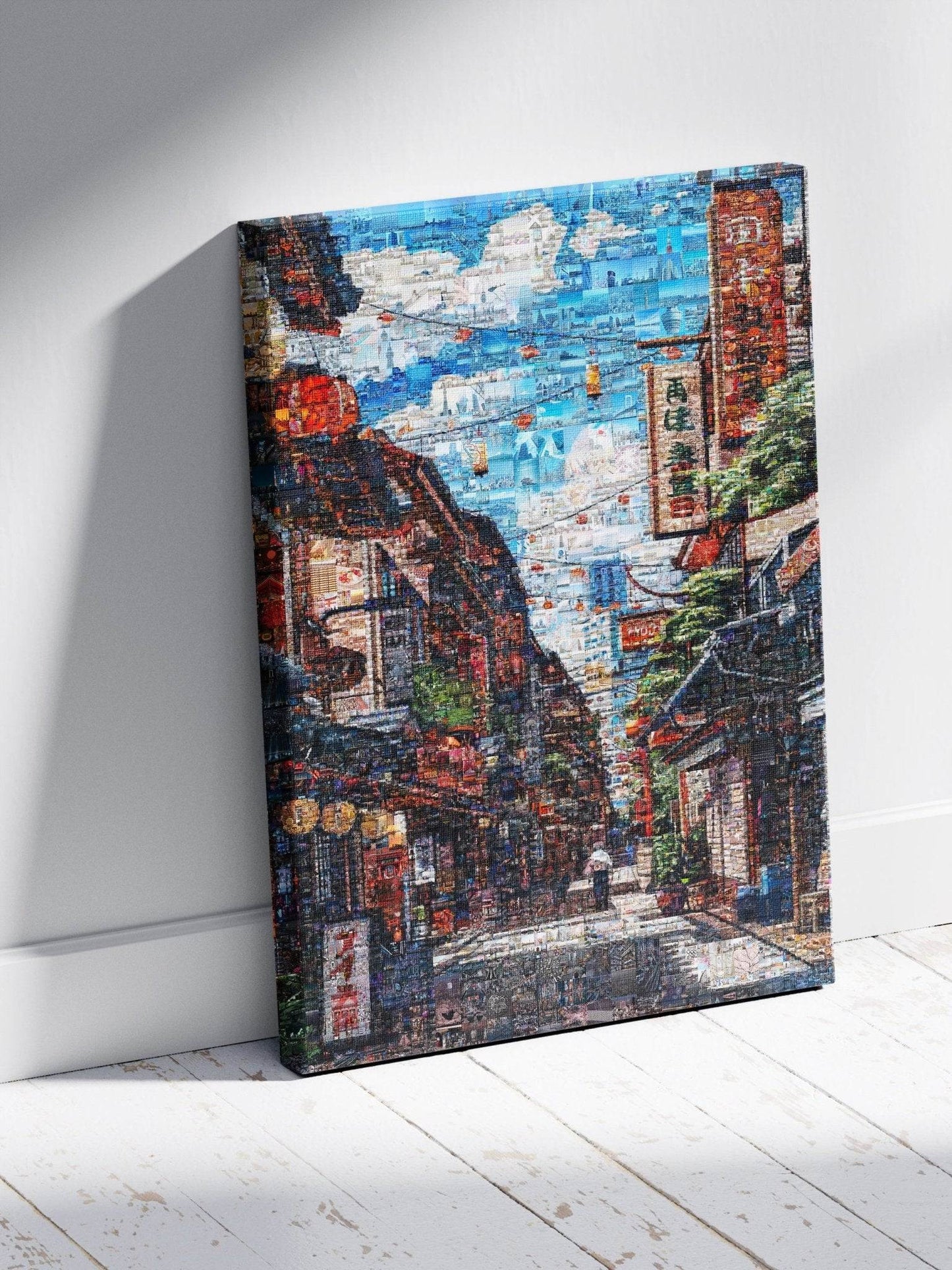 Tokyo Morning Street – Japanese Mosaic Wall Art - AtelierMosaics