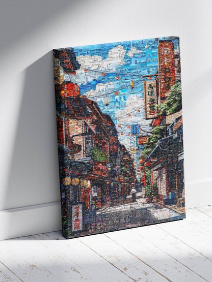 Tokyo Morning Street – Japanese Mosaic Wall Art - AtelierMosaics