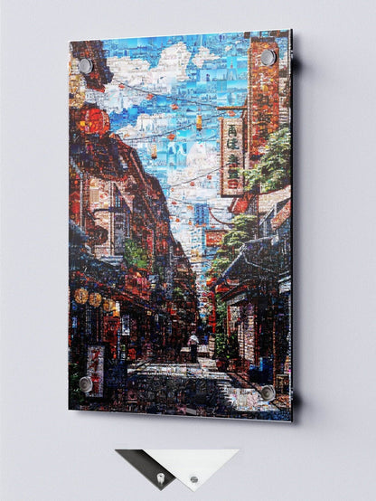 Tokyo Morning Street – Japanese Mosaic Wall Art - AtelierMosaics