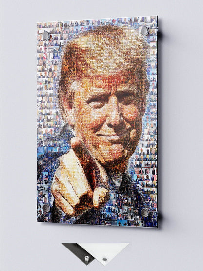 Donald Trump Smiling Portrait – Mosaic Made from Iconic Moments - AtelierMosaics
