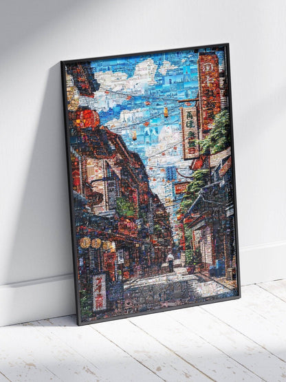Tokyo Morning Street – Japanese Mosaic Wall Art - AtelierMosaics
