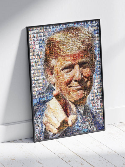 Donald Trump Smiling Portrait – Mosaic Made from Iconic Moments - AtelierMosaics