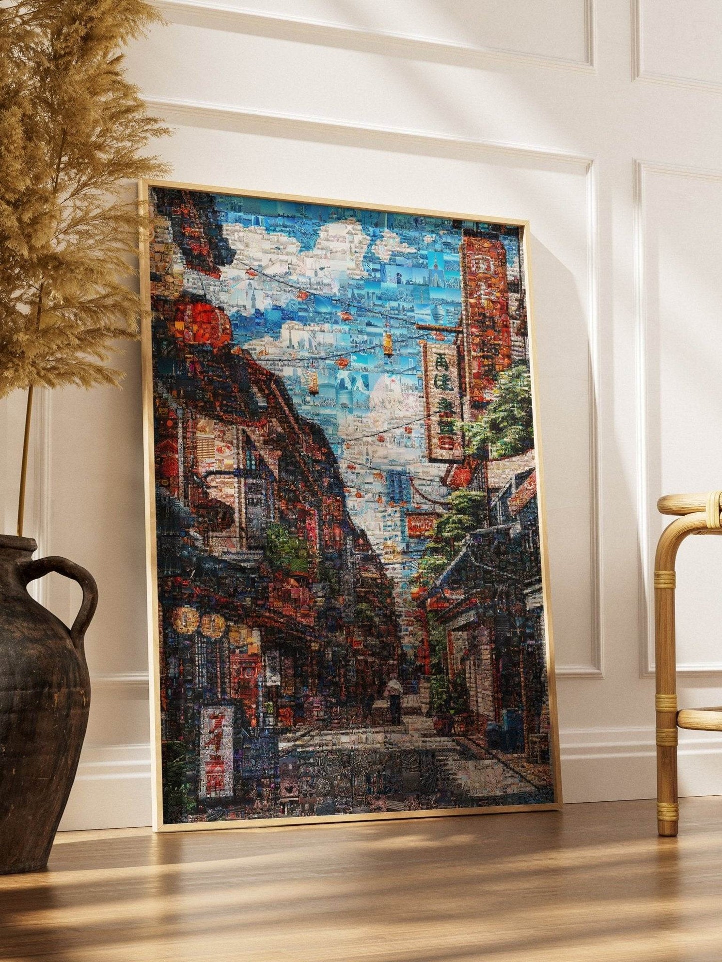 Tokyo Morning Street – Japanese Mosaic Wall Art - AtelierMosaics