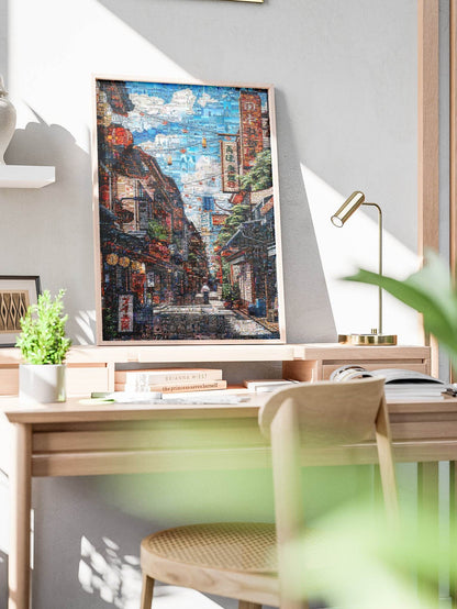 Tokyo Morning Street – Japanese Mosaic Wall Art - AtelierMosaics