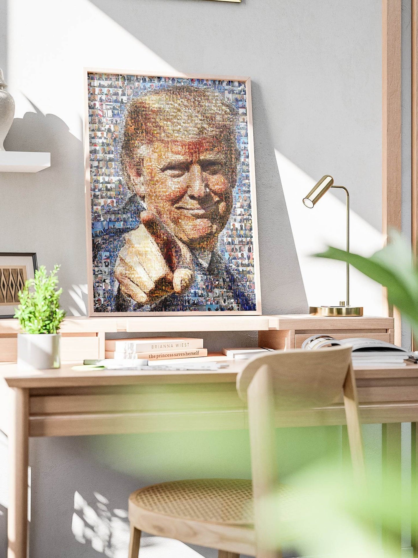Donald Trump Smiling Portrait – Mosaic Made from Iconic Moments - AtelierMosaics