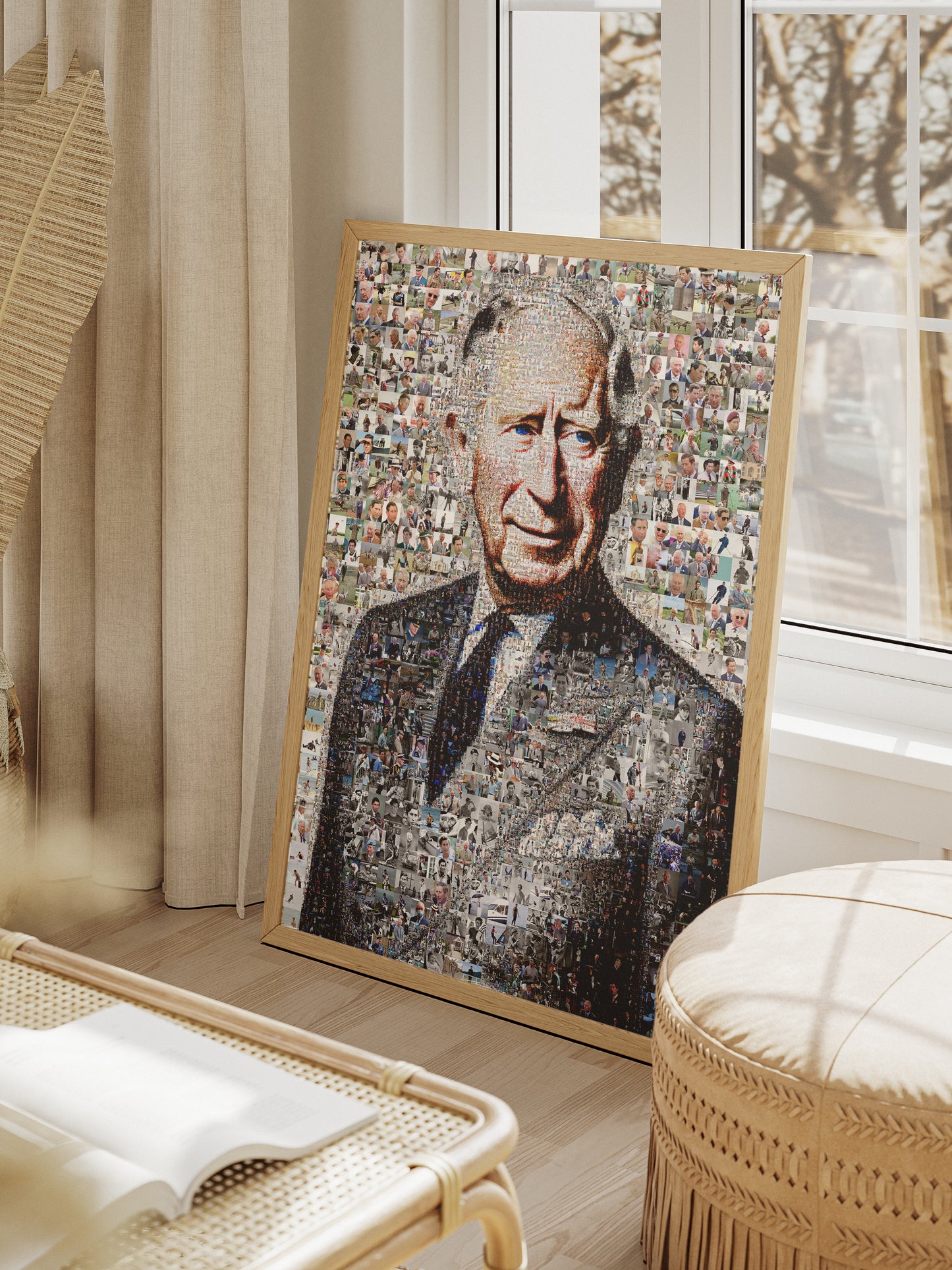 Stunning Mosaic Artwork of King Charles III - Perfect Royal Portrait for Home Decor