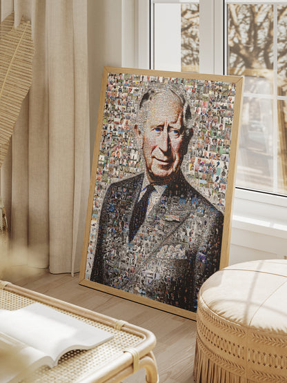 Stunning Mosaic Artwork of King Charles III - Perfect Royal Portrait for Home Decor