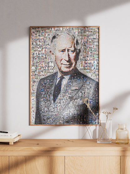 Stunning Mosaic Artwork of King Charles III - Perfect Royal Portrait for Home Decor