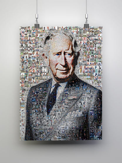 Stunning Mosaic Artwork of King Charles III - Perfect Royal Portrait for Home Decor