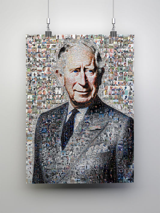 Stunning Mosaic Artwork of King Charles III - Perfect Royal Portrait for Home Decor