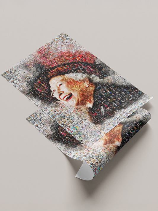 Queen Elizabeth II Mosaic Artwork | Iconic British Portrait | Unique Home Decor