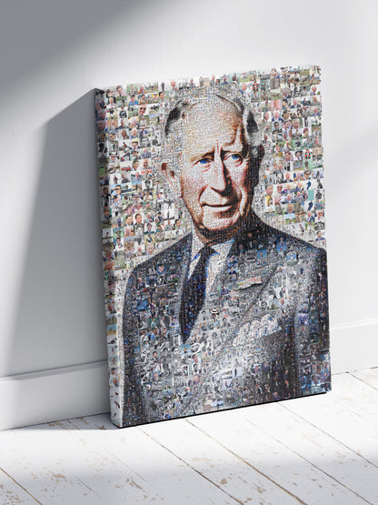 Stunning Mosaic Artwork of King Charles III - Perfect Royal Portrait for Home Decor
