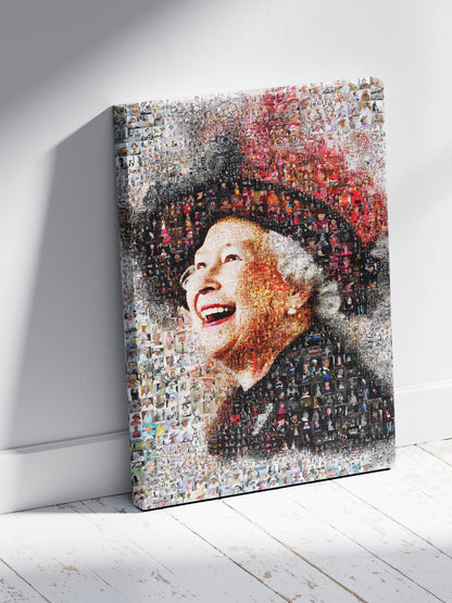 Queen Elizabeth II Mosaic Artwork | Iconic British Portrait | Unique Home Decor