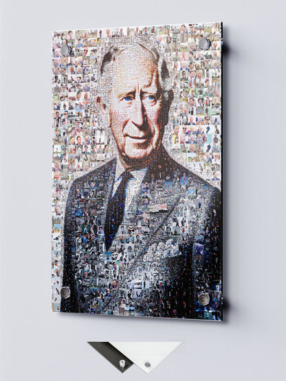 Stunning Mosaic Artwork of King Charles III - Perfect Royal Portrait for Home Decor