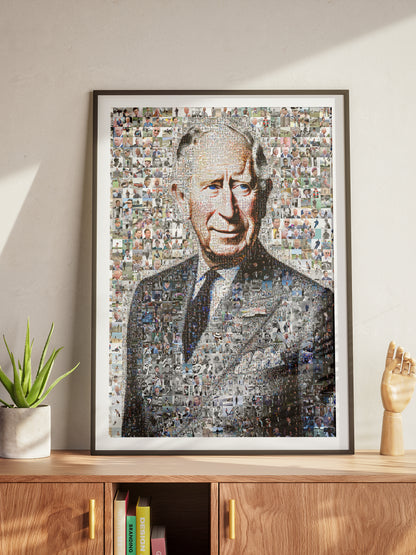 Stunning Mosaic Artwork of King Charles III - Perfect Royal Portrait for Home Decor