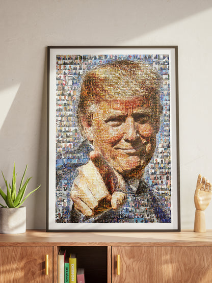 Donald Trump Smiling Portrait – Mosaic Made from Iconic Moments AtelierMosaics