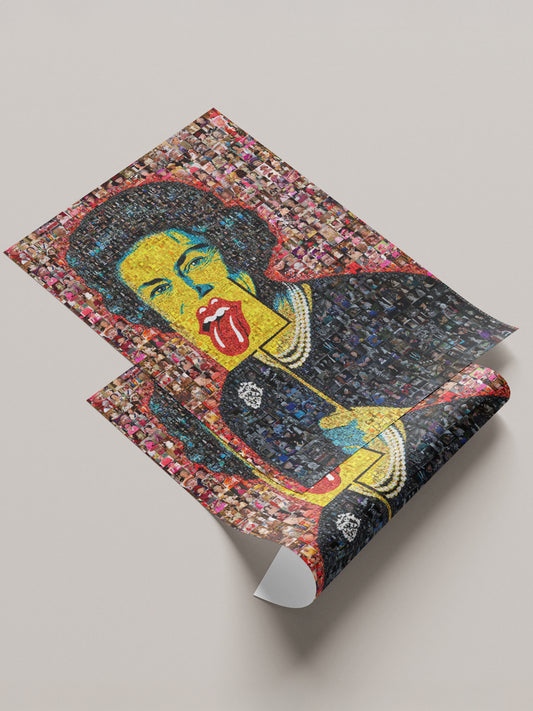Unique Mosaic Artwork of Elizabeth II - Bold Pop Art Style Queen Portrait