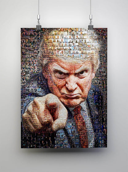 Donald Trump Pointing Portrait – Mosaic of Leadership and Determination - AtelierMosaics