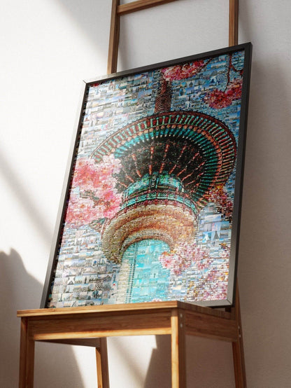 Tokyo Mosaic Art — Skytree with Cherry Blossoms in Spring - AtelierMosaics