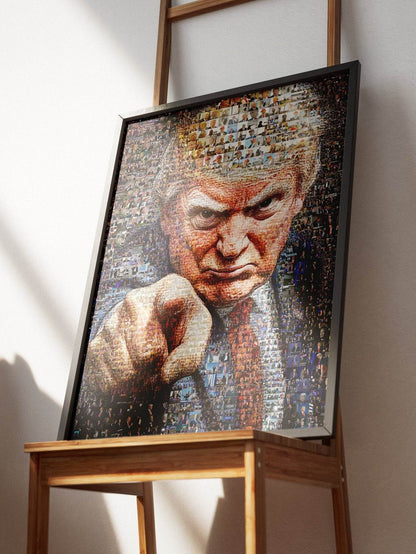 Donald Trump Pointing Portrait – Mosaic of Leadership and Determination - AtelierMosaics