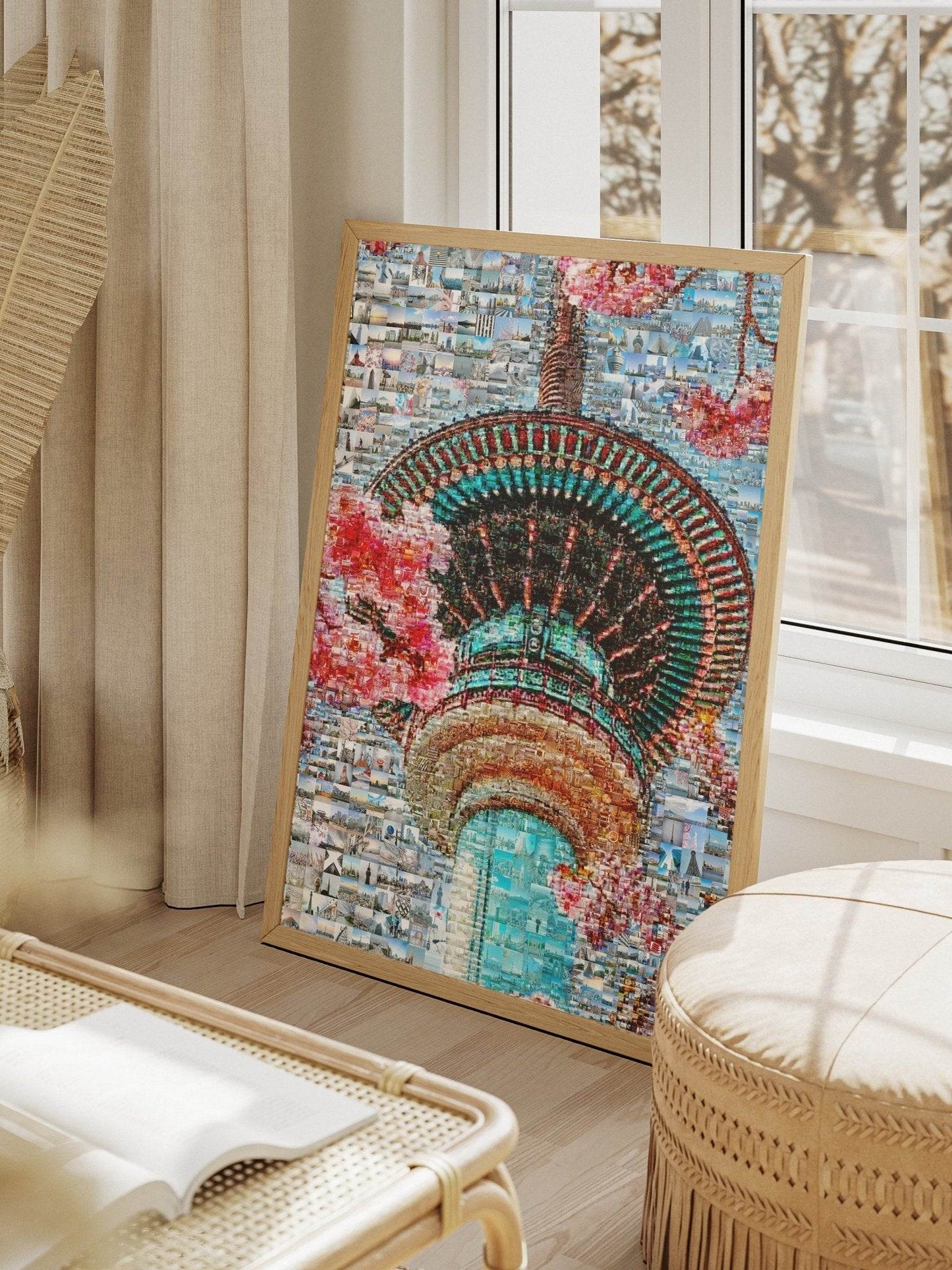 Tokyo Mosaic Art — Skytree with Cherry Blossoms in Spring - AtelierMosaics