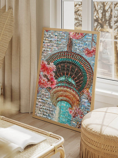 Tokyo Mosaic Art — Skytree with Cherry Blossoms in Spring - AtelierMosaics