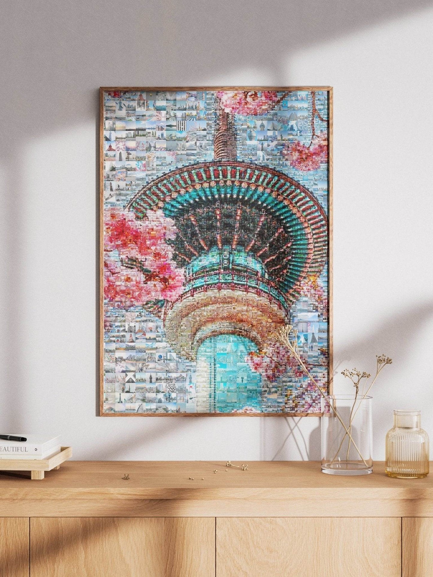 Tokyo Mosaic Art — Skytree with Cherry Blossoms in Spring - AtelierMosaics