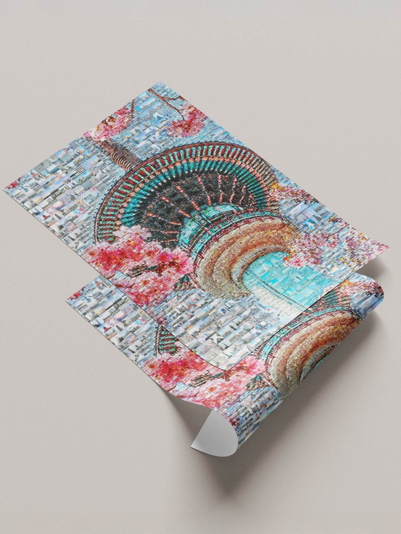 Tokyo Mosaic Art — Skytree with Cherry Blossoms in Spring - AtelierMosaics