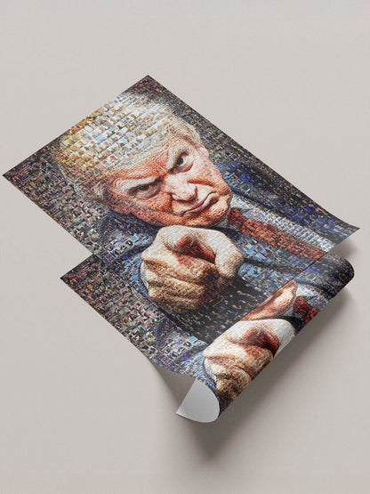 Donald Trump Pointing Portrait – Mosaic of Leadership and Determination - AtelierMosaics