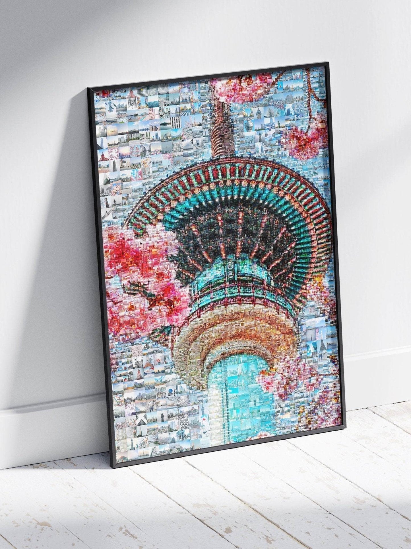 Tokyo Mosaic Art — Skytree with Cherry Blossoms in Spring - AtelierMosaics
