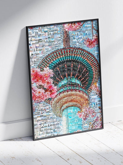 Tokyo Mosaic Art — Skytree with Cherry Blossoms in Spring - AtelierMosaics
