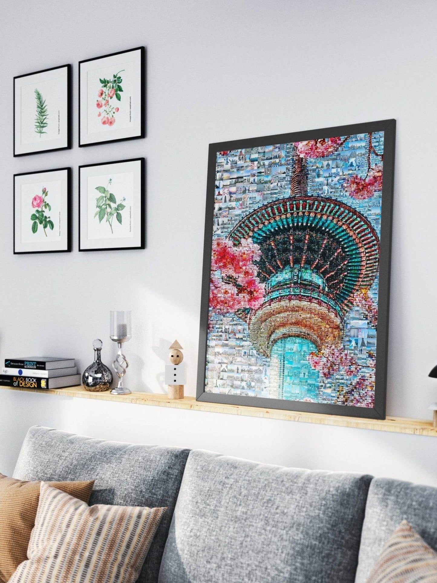 Tokyo Mosaic Art — Skytree with Cherry Blossoms in Spring - AtelierMosaics