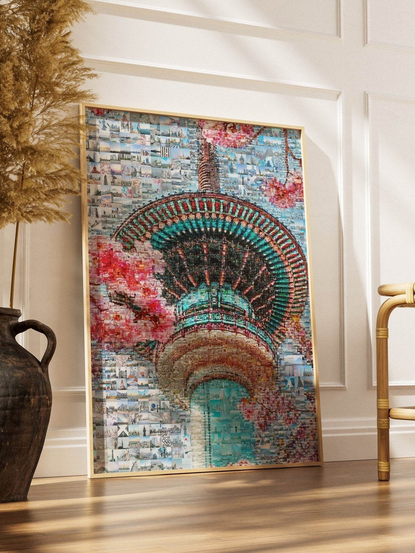 Tokyo Mosaic Art — Skytree with Cherry Blossoms in Spring - AtelierMosaics