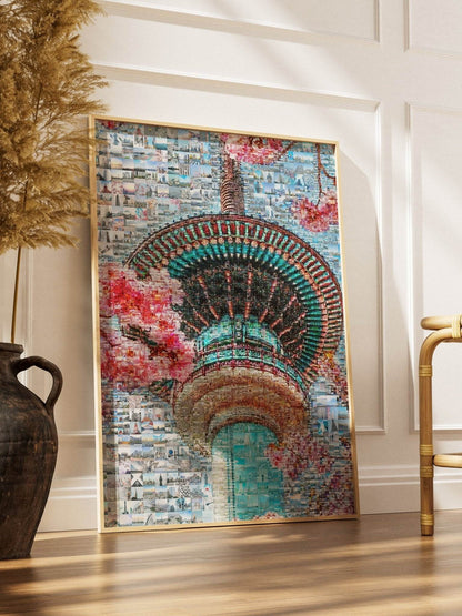 Tokyo Mosaic Art — Skytree with Cherry Blossoms in Spring - AtelierMosaics