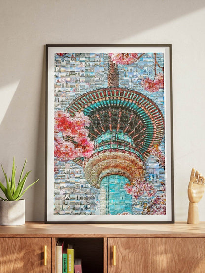 Tokyo Mosaic Art — Skytree with Cherry Blossoms in Spring - AtelierMosaics