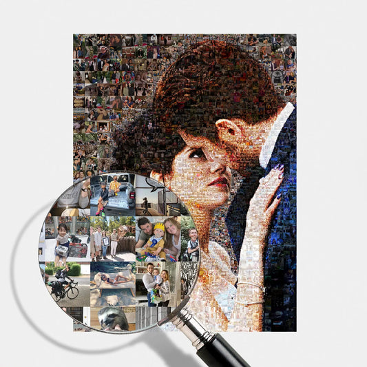 5 year wood anniversary personalized couple photo mosaic