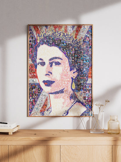 Stunning Mosaic Artwork of Queen Elizabeth II - Unique Home Decor for Royalty Lovers