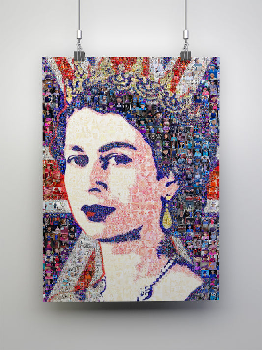 Stunning Mosaic Artwork of Queen Elizabeth II - Unique Home Decor for Royalty Lovers
