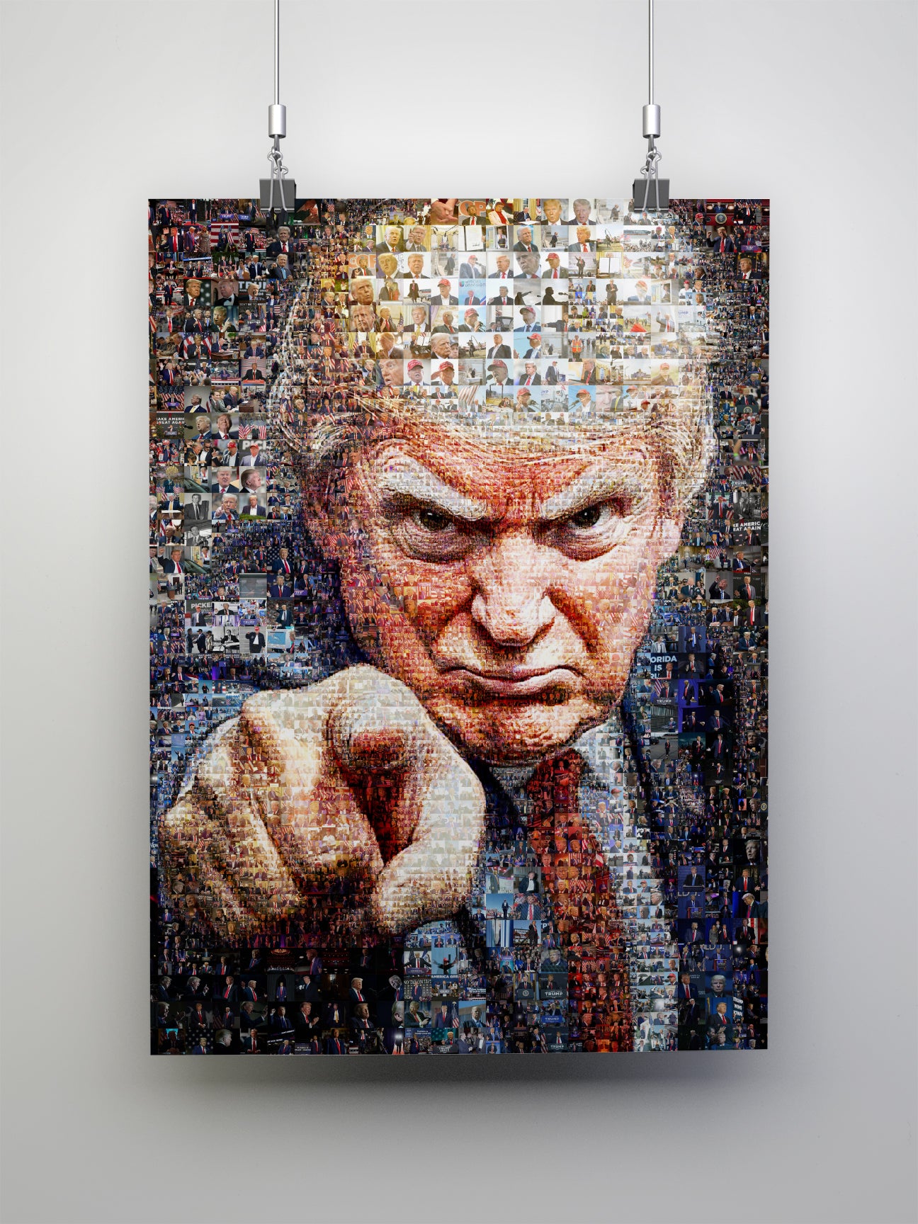 Donald Trump Pointing Portrait – Mosaic of Leadership and Determination AtelierMosaics
