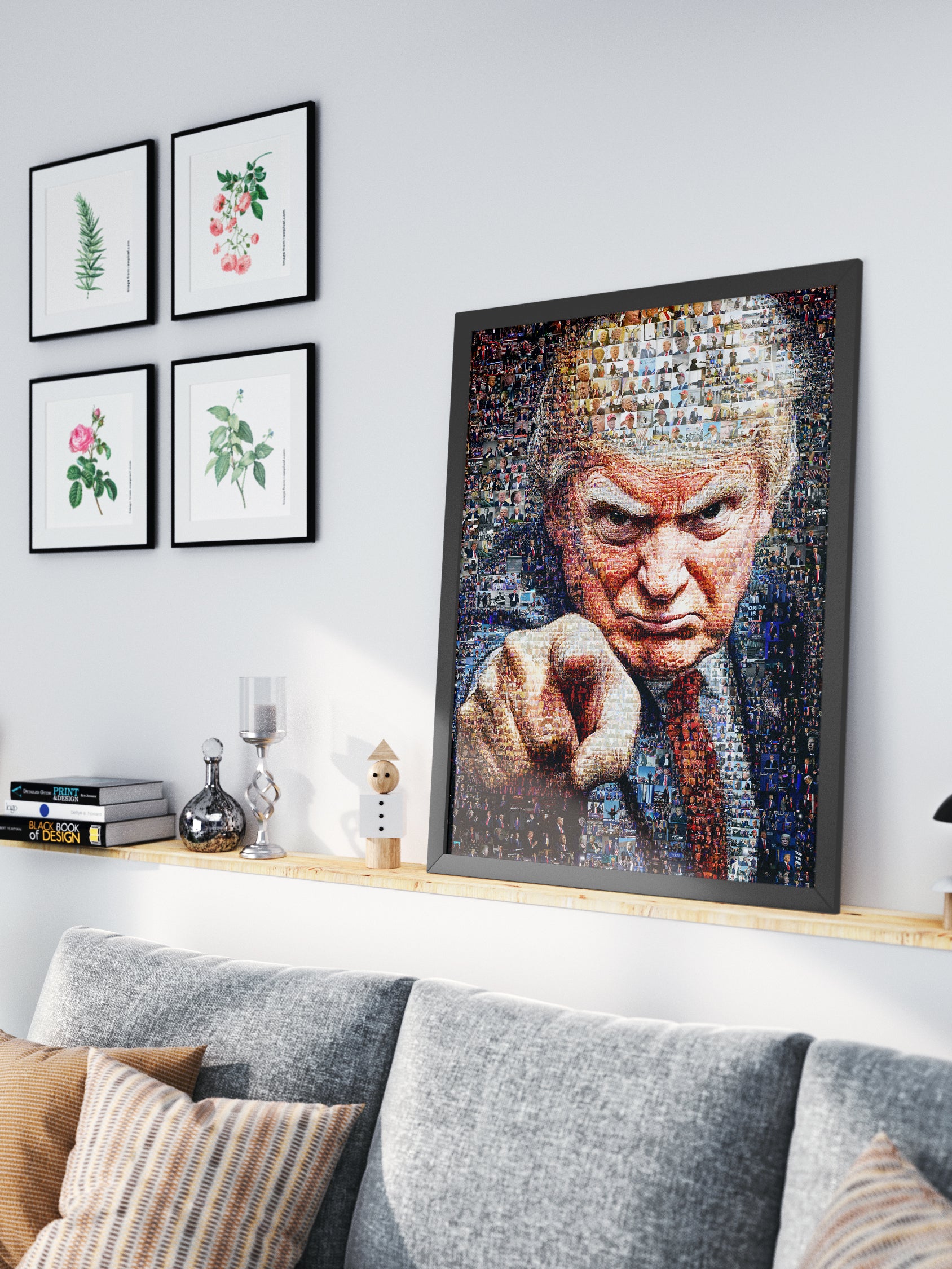 Donald Trump Pointing Portrait – Mosaic of Leadership and Determination AtelierMosaics