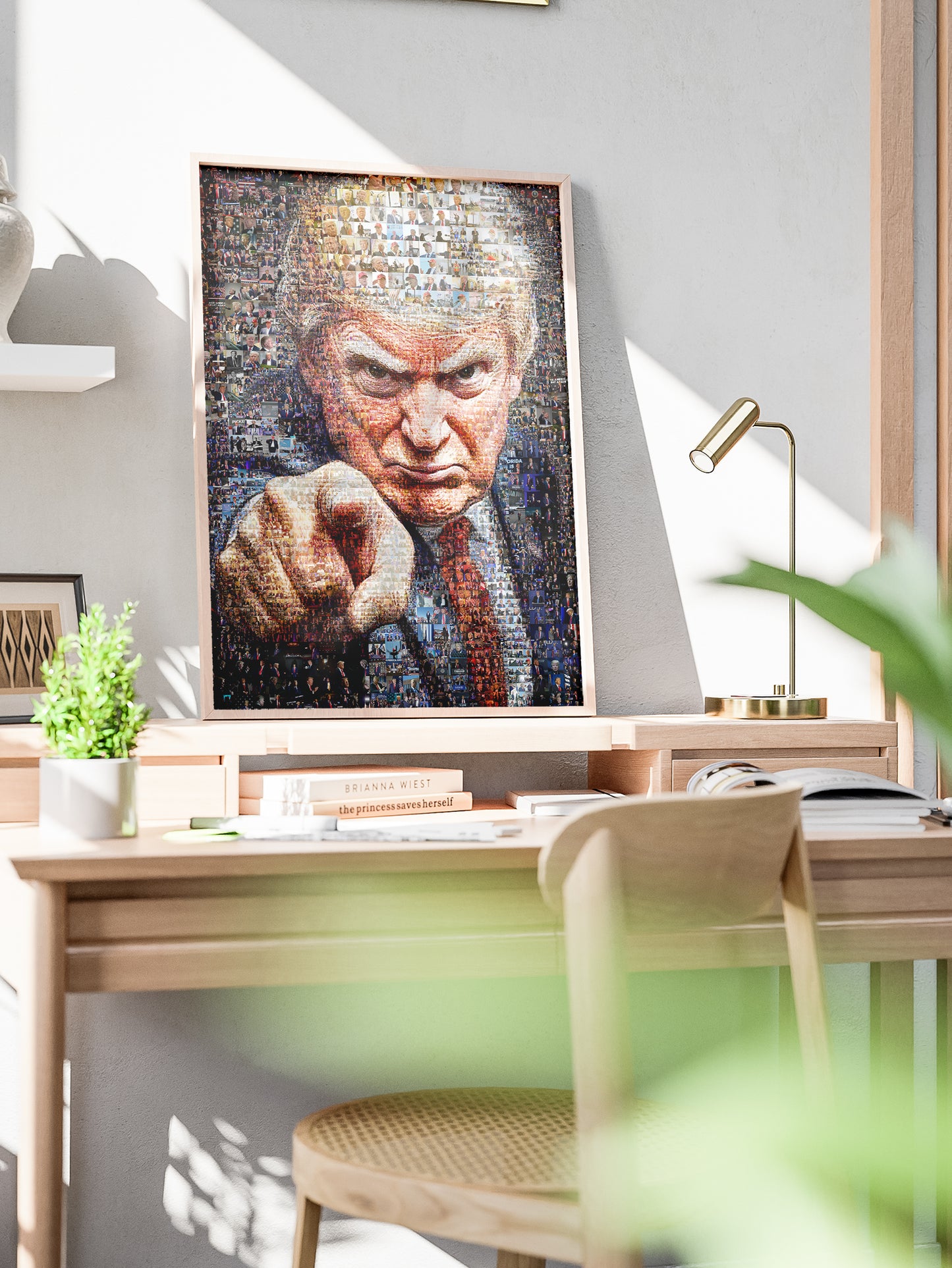 Donald Trump Pointing Portrait – Mosaic of Leadership and Determination AtelierMosaics