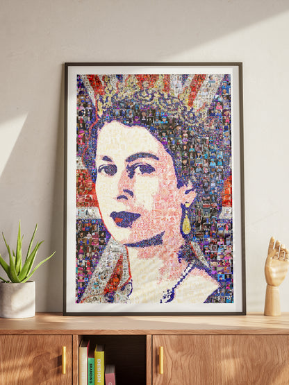 Stunning Mosaic Artwork of Queen Elizabeth II - Unique Home Decor for Royalty Lovers