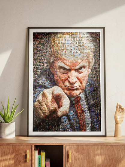 Donald Trump Pointing Portrait – Mosaic of Leadership and Determination AtelierMosaics