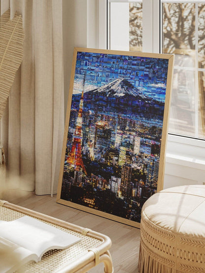 Tokyo Skyline & Mount Fuji – Japanese Mosaic Wall Art - AtelierMosaics