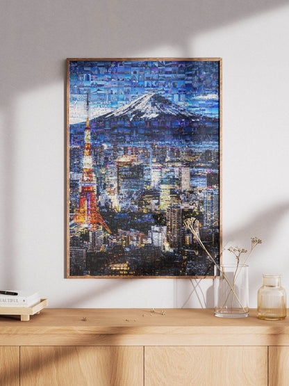 Tokyo Skyline & Mount Fuji – Japanese Mosaic Wall Art - AtelierMosaics