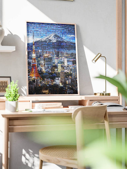 Tokyo Skyline & Mount Fuji – Japanese Mosaic Wall Art - AtelierMosaics